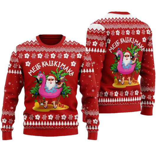 Mele Kalikimaka Hawaiian Santa Ugly Christmas Sweater - Moonbestprint