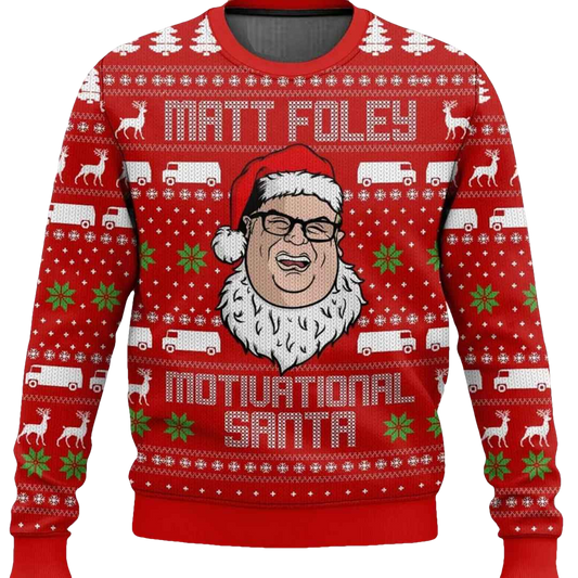 Matt Foley Saturday Night Live Motivational Santa Ugly Christmas Sweater - Moonbestprint