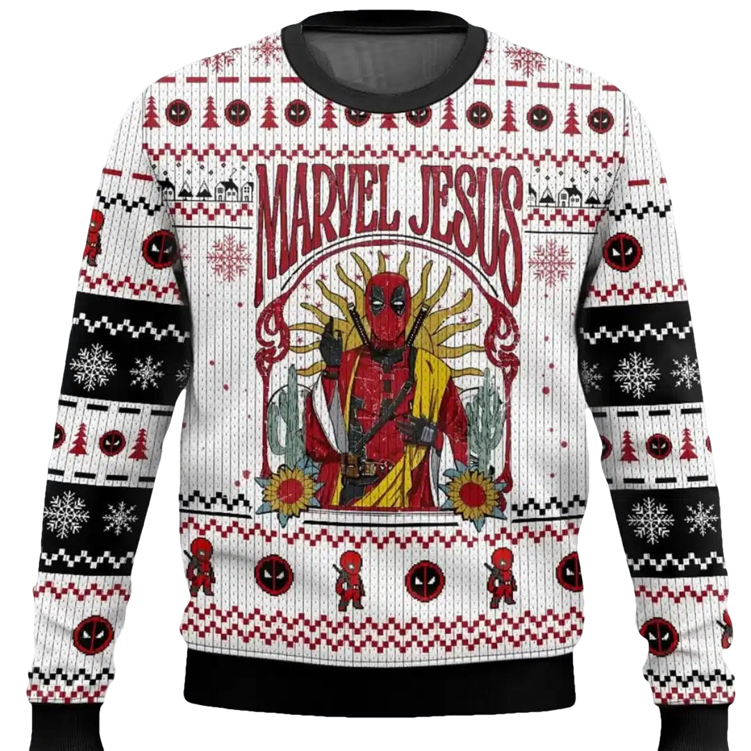 Marvel Jesus Deadpool Ugly Sweater Christmas - Moonbestprint
