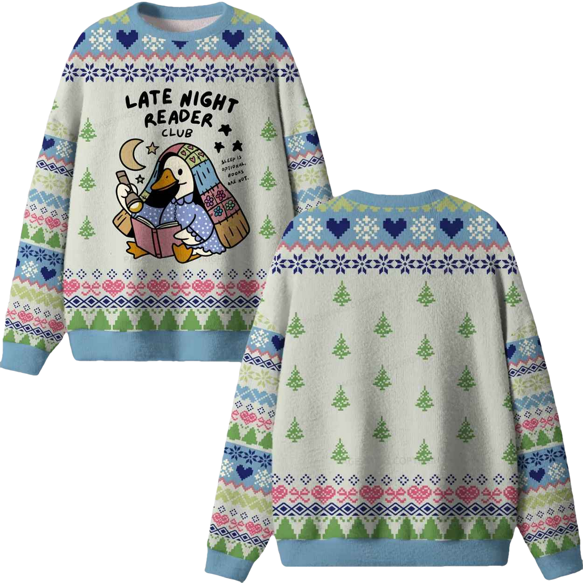 Late Night Reader Club Ugly Christmas Sweater - Moonbestprint