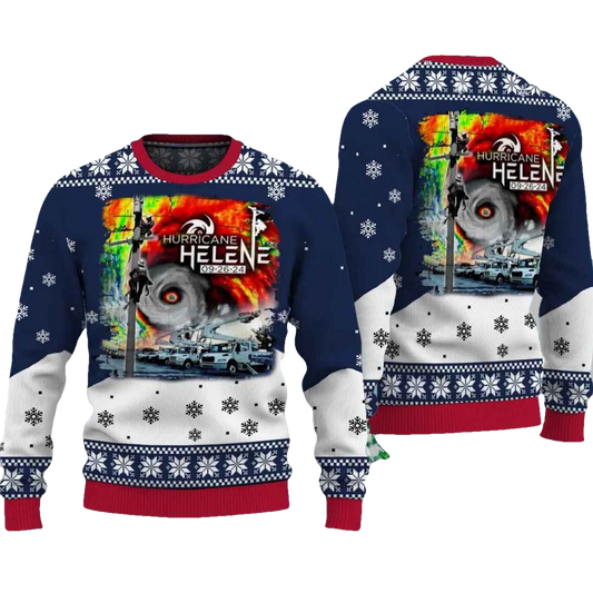 Hurricane Helena 2024 Ugly Christmas Sweater - Moonbestprint