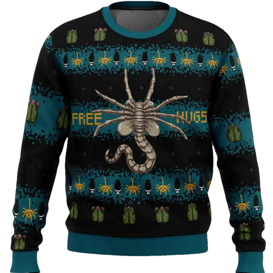 Hugs Alien Facehugger Ugly Christmas Sweater - Moonbestprint