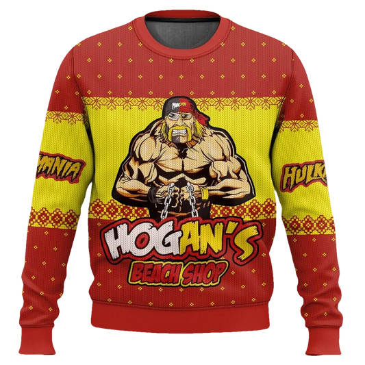 Hogan’s Beach Shop Hulk Hogan WWE Ugly Christmas Sweater - Moonbestprint