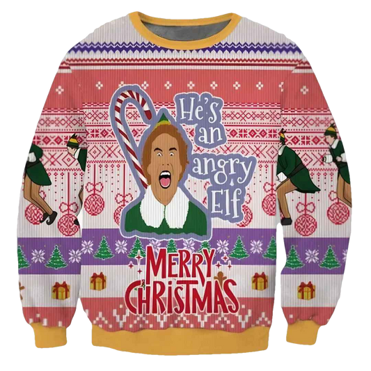He's An Angry Elf Ugly Christmas Sweater - Moonbestprint