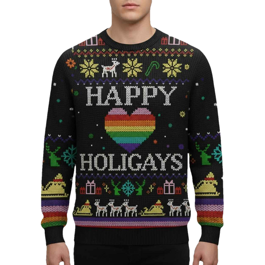 Happy Holigays Christmas Ugly Sweater - Moonbestprint