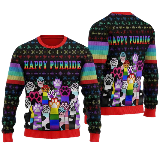 Happy Purride LGBT Ugly Christmas Sweater - Moonbestprint
