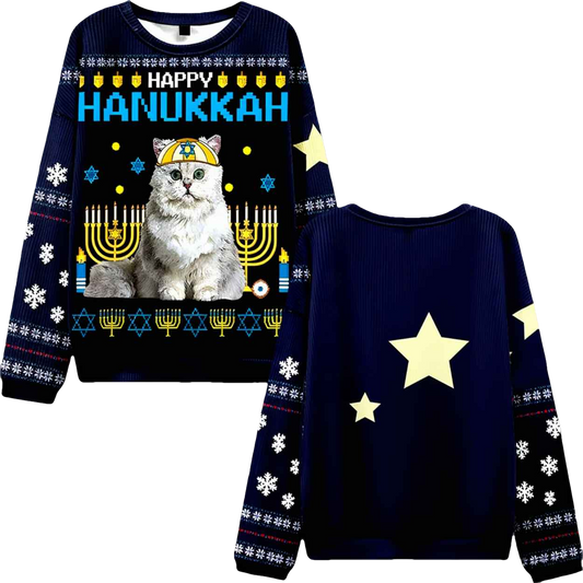 Happy Hanukkah Ugly Christmas Sweater - Moonbestprint