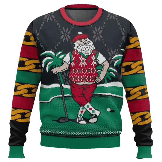Golf Santa Christmas Ugly Christmas Sweater - Moonbestprint