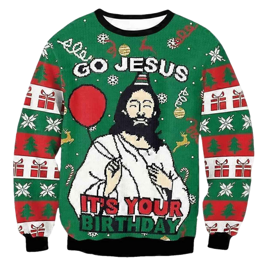 Go Jesus It's Your Birthday Funny Ugly Christmas Sweater - Moonbestprint