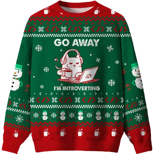 Go Away I'm Introverting Ugly Christmas Sweater - Moonbestprint