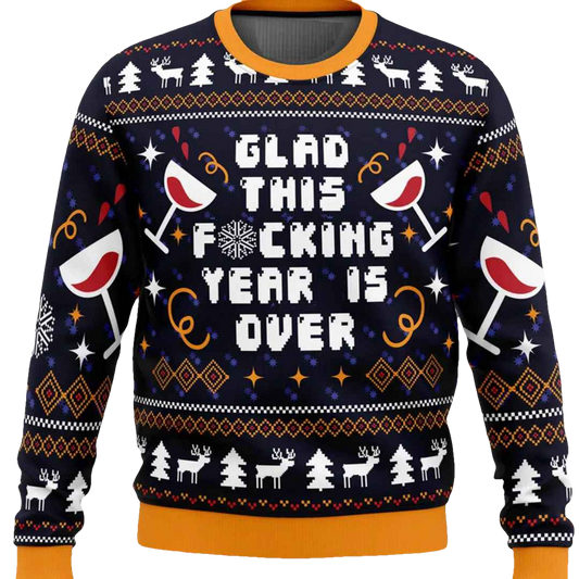 Glad This Fucking Year is Over Pop Culture Ugly Christmas Sweater - Moonbestprint