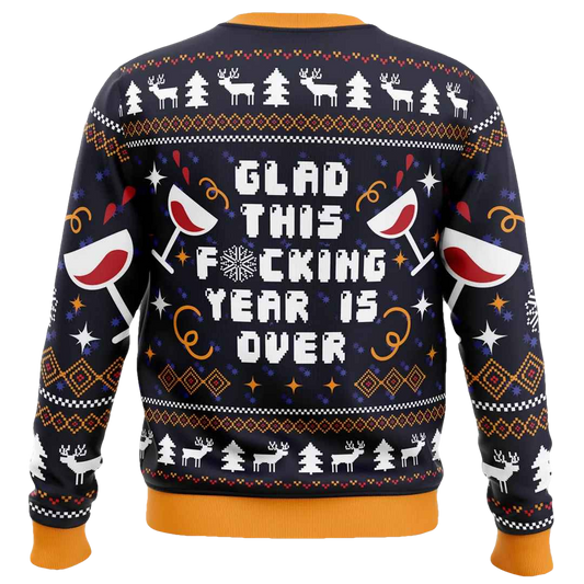 Glad This Fucking Year is Over Pop Culture Ugly Christmas Sweater - Moonbestprint