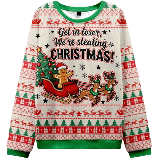 Gingerbread Man Get In Loser We're Stealing Christmas Ugly Sweater - Moonbestprint