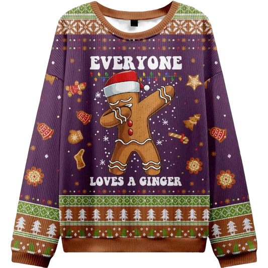 Gingerbread Dabbing Dance Christmas Purple Ugly Christmas Sweater - Moonbestprint
