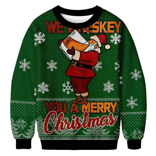 Funny We Whiskey You a Merry Xmas Ugly Christmas Sweater - Moonbestprint