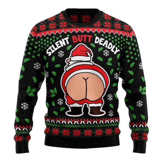Funny Silent Butt Deadly Santa Ugly Christmas Sweater - Moonbestprint