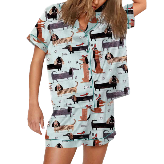 Funny Dachshund Art Print Pajama Set - Moonbestprint