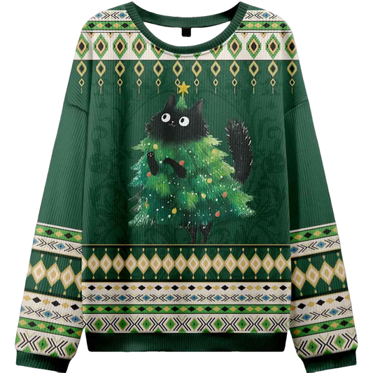 Funny Christmas Tree Cat Christmas Ugly Sweater - Moonbestprint