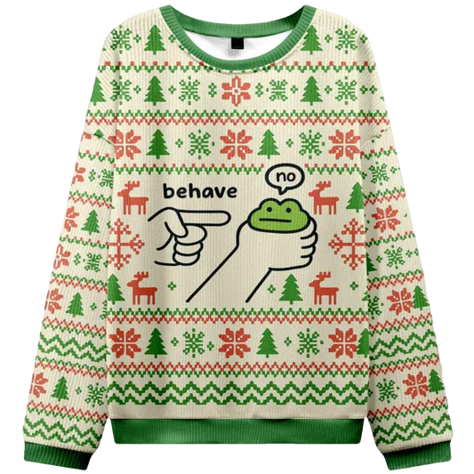 Frog Behave No Ugly Christmas Sweater - Moonbestprint