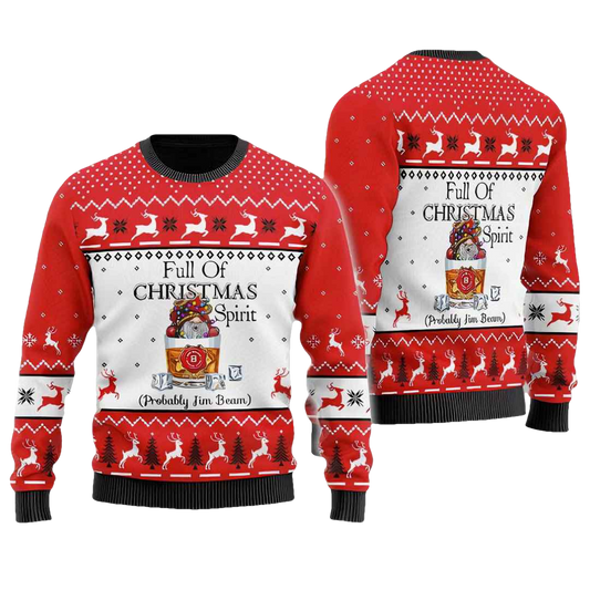 Full Of Christmas Spirit Jim Beam Ugly Christmas Sweater - Moonbestprint