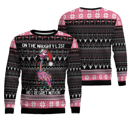 Flamingo Naughty List Ugly Christmas Sweater - Moonbestprint