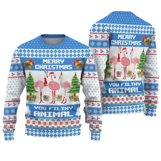 Flamingo Merry Christmas You Filthy Animal Ugly Christmas - Moonbestprint