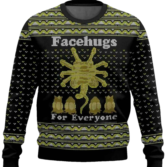 FaceHugs For Everyone Alien Ugly Christmas Sweater - Moonbestprint