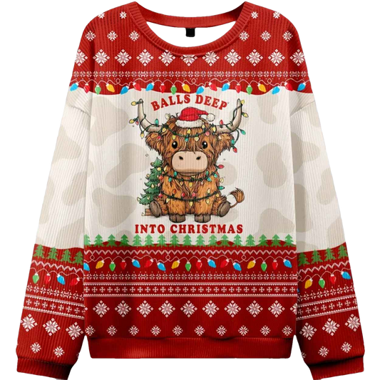 Deep In The Holiday Spirit With A Moo Christmas Ugly Sweater - Moonbestprint