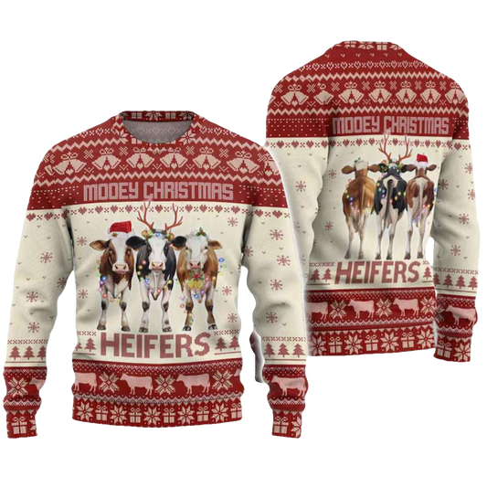 Cow Mooey Christmas Heifers Ugly Christmas Sweater - Moonbestprint