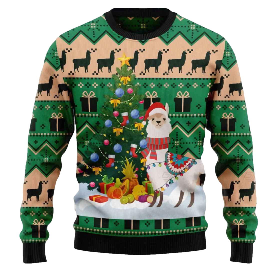Christmas Tree Llama Ugly Christmas Sweater - Moonbestprint