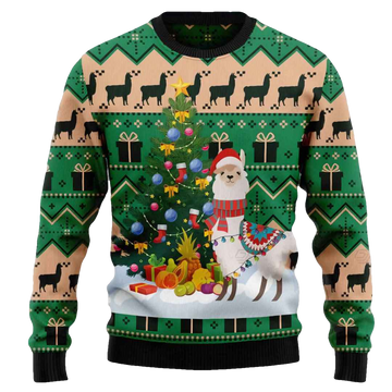 Christmas Tree Llama Ugly Christmas Sweater - Moonbestprint
