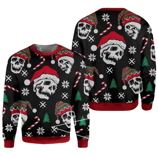 Christmas Skull Santa Ugly Christmas Sweater - Moonbestprint