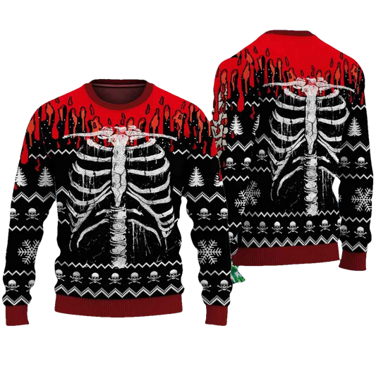 Christmas Lights Skeleton Ugly Christmas Sweater - Moonbestprint