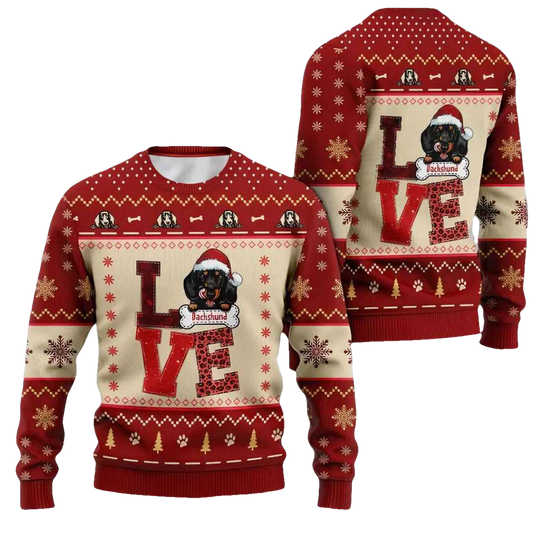 Christmas Dachshund Dog Ugly Christmas Sweater - Moonbestprint