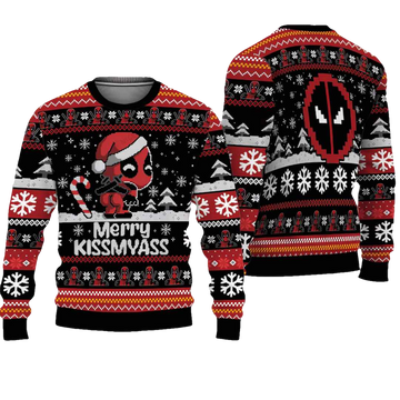 Chibi Deadpool Merry Kissmyass Ugly Christmas Sweater - Moonbestprint