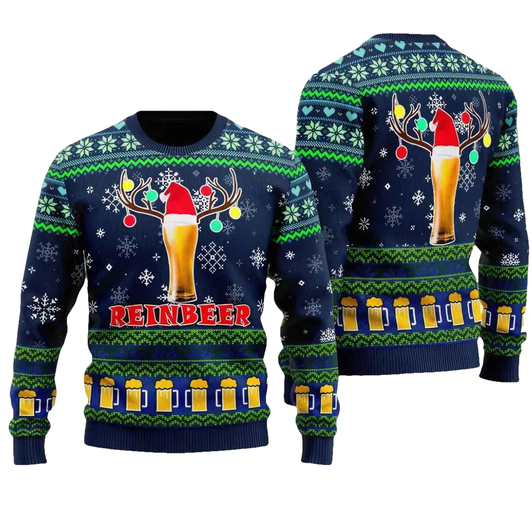 Christmas Beer Reindeer Ugly Christmas Sweater - Moonbestprint