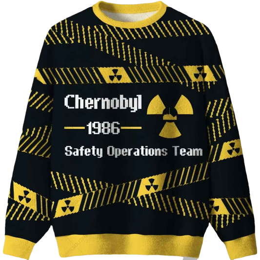 Chernobyl 1986 Yellow Tape Ugly Christmas Sweater - Moonbestprint