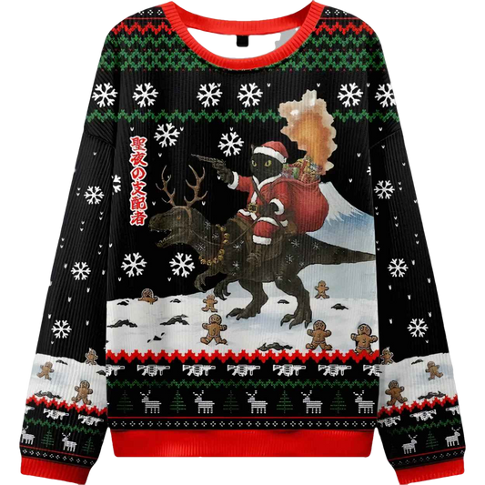 Cat Riding A Dinosaur Ugly Christmas Sweater - Moonbestprint