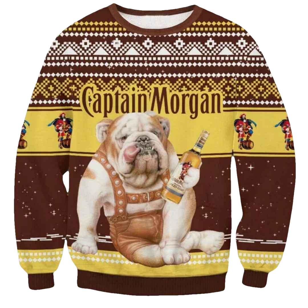 Captain Morgan Bulldog Ugly Christmas Sweater - Moonbestprint