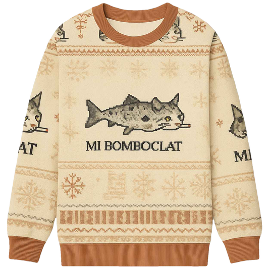 Bomboclat Fish Cat Meme Ugly Christmas Sweater - Moonbestprint