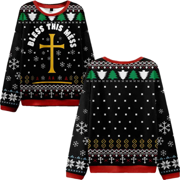 Bless This Mess Ugly Christmas Sweater - Moonbestprint