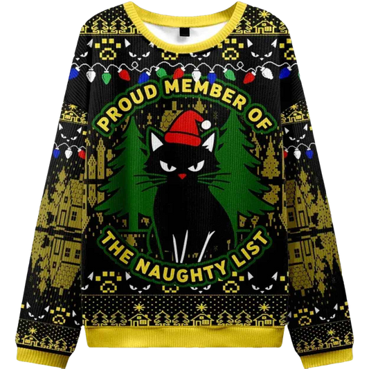 Black Cat Gaze Christmas Ugly Sweater - Moonbestprint
