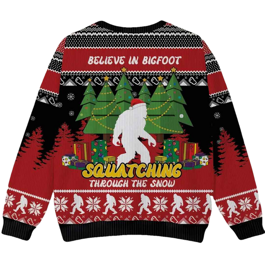 Bigfoot Squatching Through The Snow Ugly Christmas Sweater - Moonbestprint