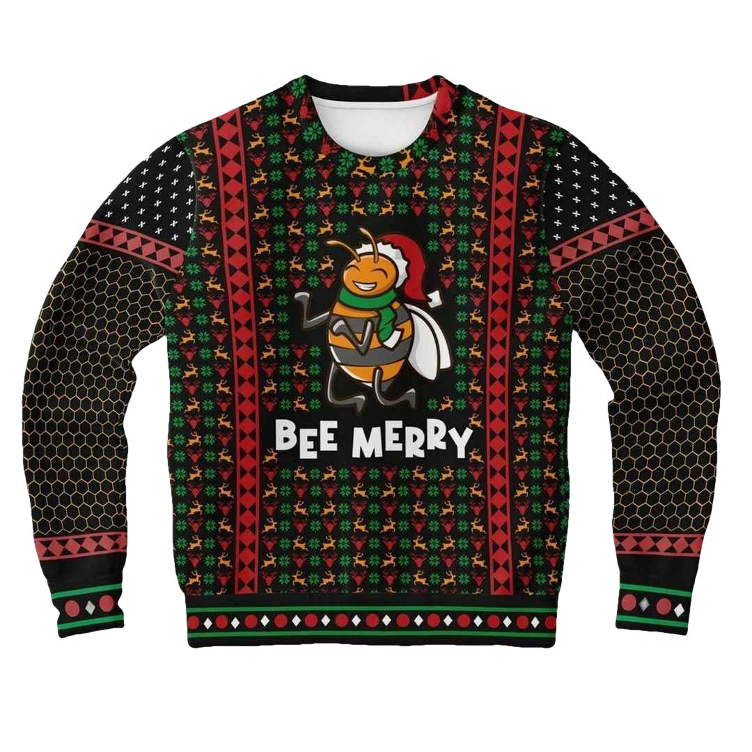 Bee Merry Ugly Christmas Sweater - Moonbestprint