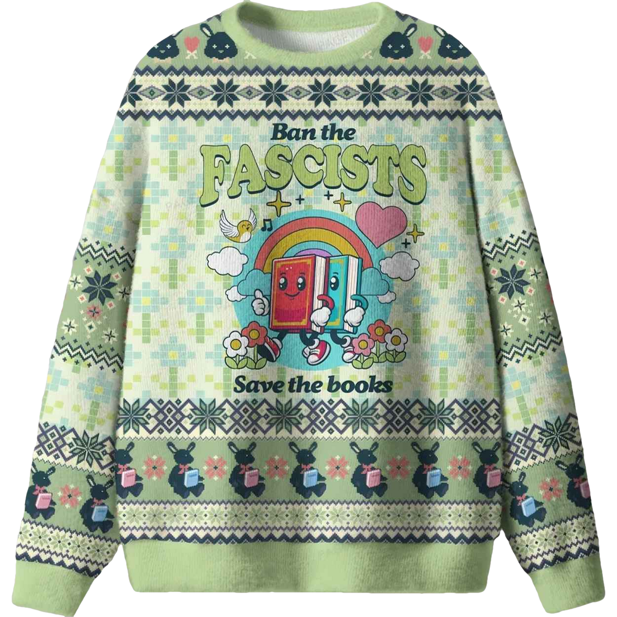 Ban The Fascists Save The Books Ugly Christmas Sweater - Moonbestprint