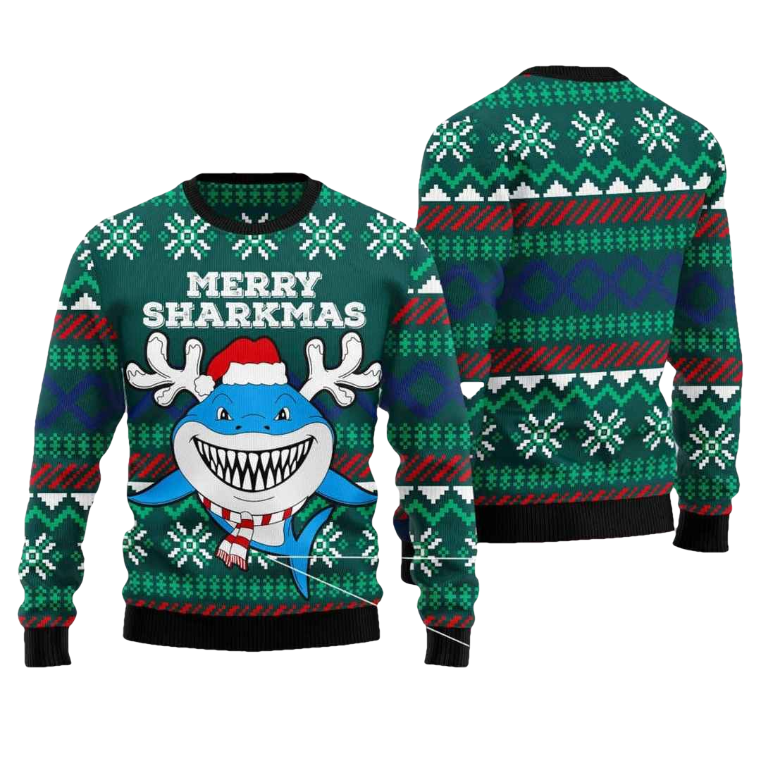 Baby Shark Merry Sharkmas Ugly Christmas Sweater - Moonbestprint