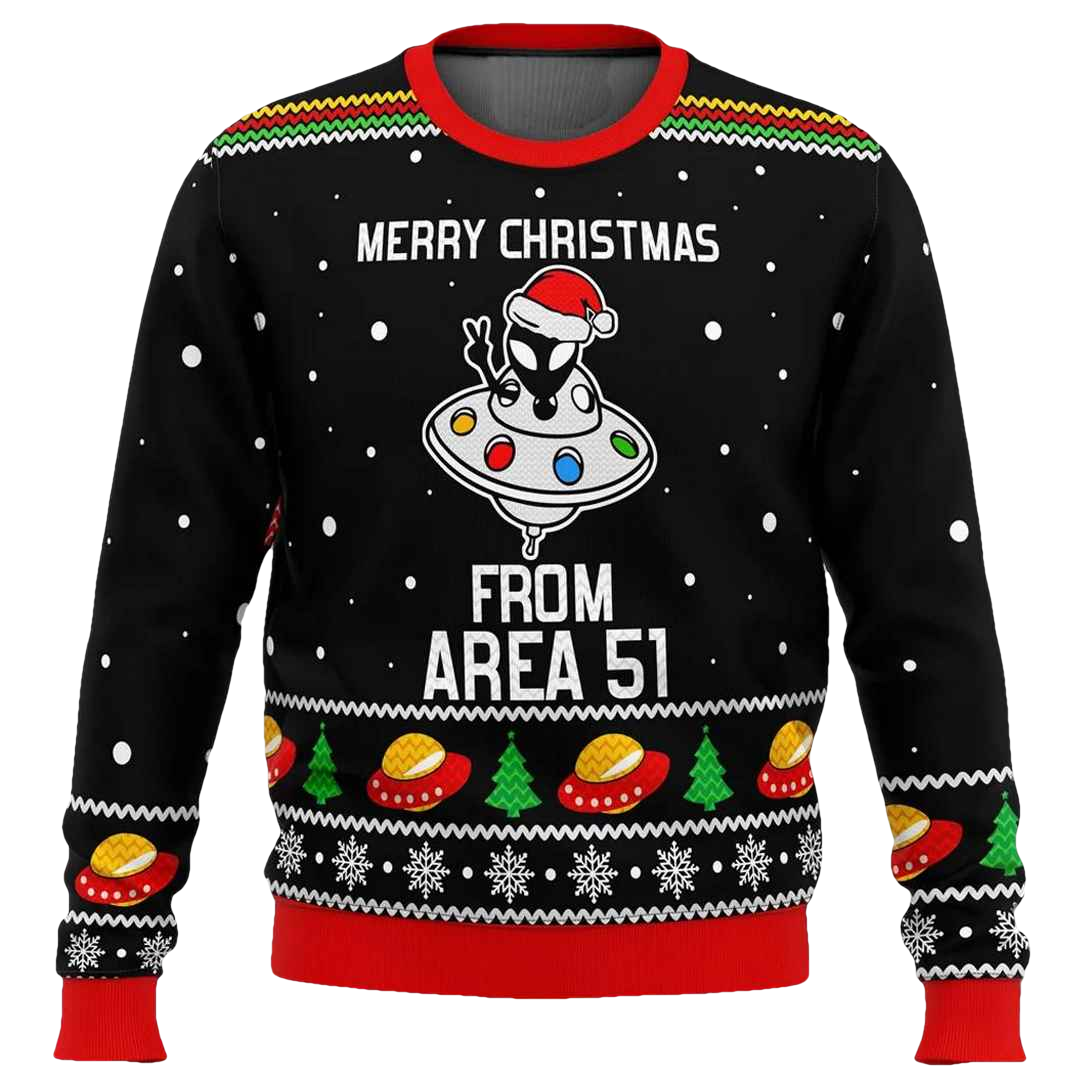 Aliens Merry Christmas From Area 51 Ugly Christmas Sweater - Moonbestprint