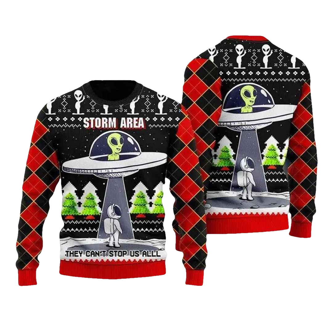 Alien Astronaut Ugly Christmas Sweater - Moonbestprint