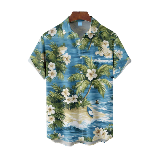 Tropical Palm Tree Floral Hawaiian Shirt- Moonbestprint