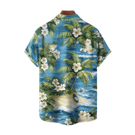 Tropical Palm Tree Floral Hawaiian Shirt- Moonbestprint